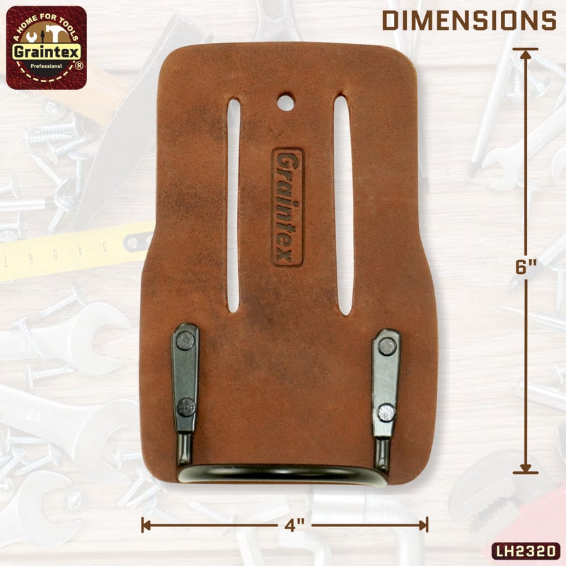 Graintex LH2320 Hammer Holder Fixed Tan Color Oil Tanned Top Grain Leather, Tunnel Slot Fits up to 3" Belt, Reinforced with Rivets, Electricians, Carpenters, Contractors - Image 3